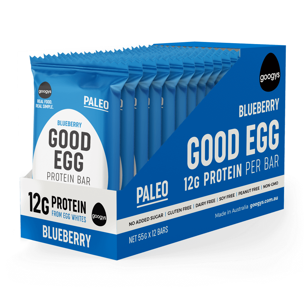 googys good egg protein bar blueberry 55g x 12