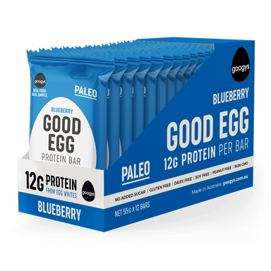 googys good egg protein bar blueberry 55g x 12