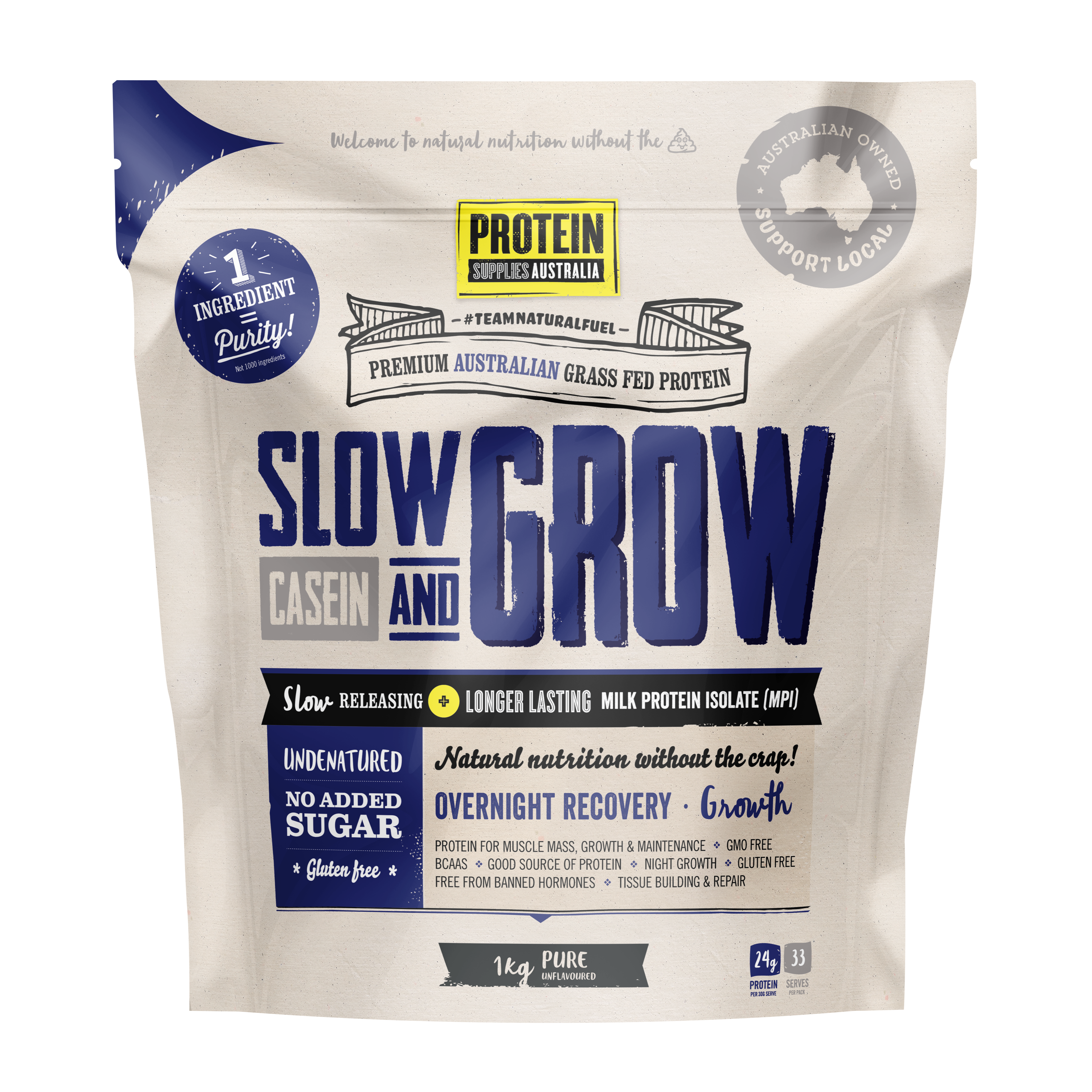 protein supplies aust. slow & grow (slow release) pure 1kg