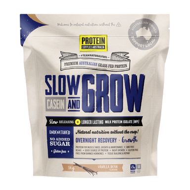 protein supplies aust. slow & grow (slow release) vanilla bean 1kg