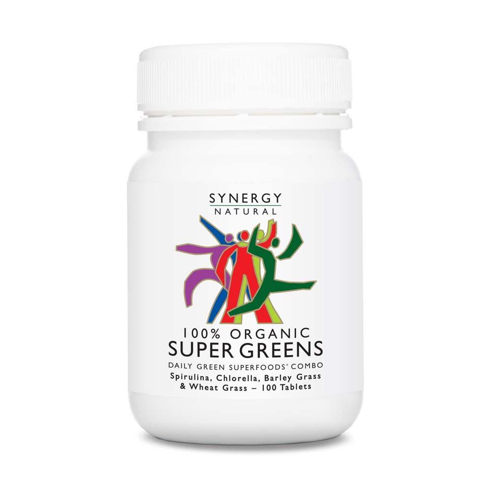 Synergy Natural Organic Super Greens Tablets (Spirulina, Chlorella, Barley Grass & Wheat Grass)