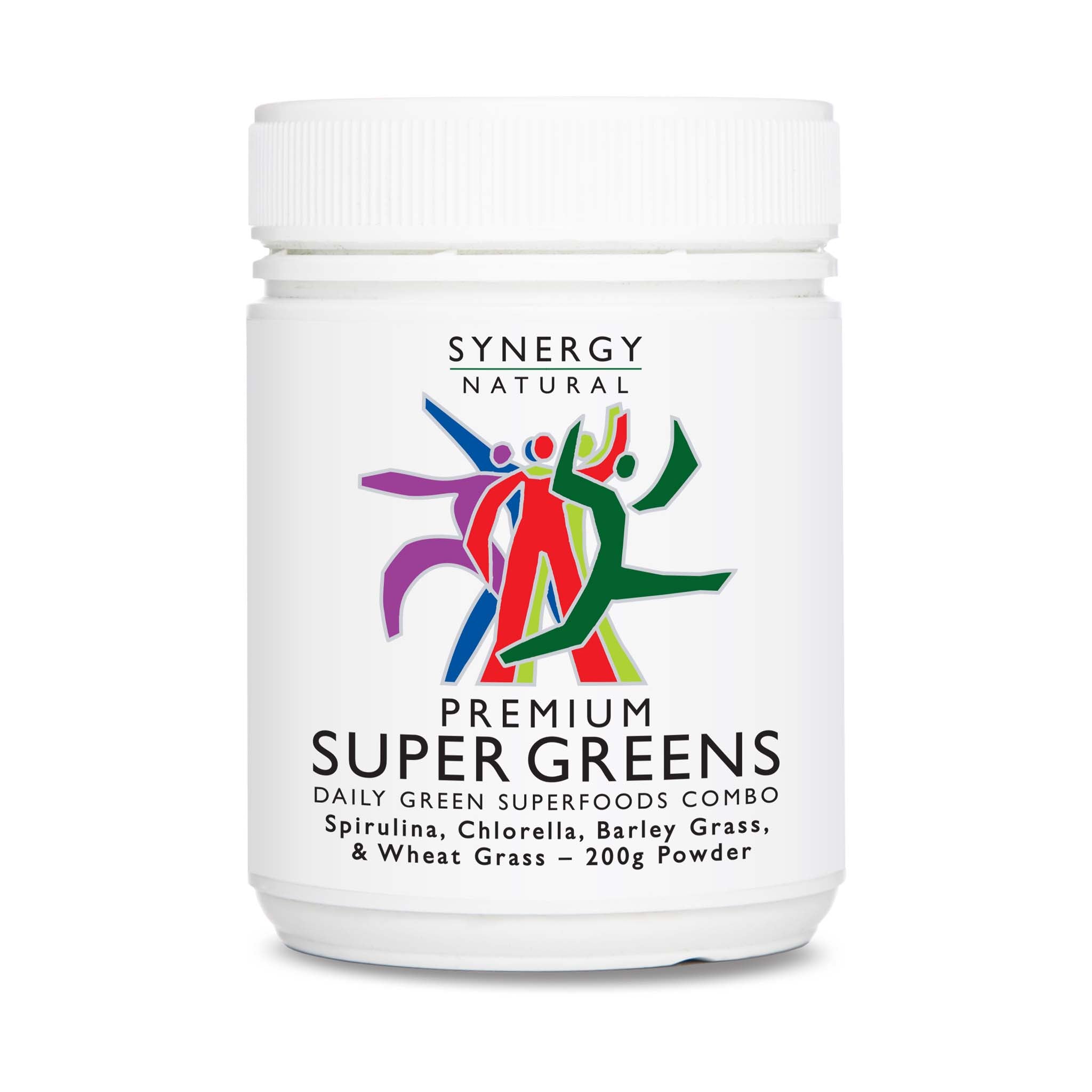 Synergy Natural Premium Super Greens (Spirulina, Chlorella, Barley Grass & Wheat Grass) Powder 200g