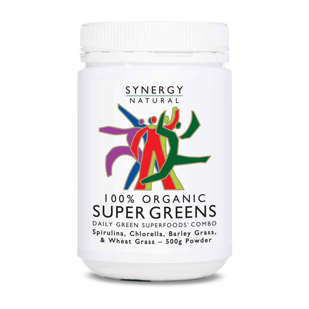 Synergy Natural Organic Super Greens Powder (Spirulina, Chlorella, Barley Grass & Wheat Grass)