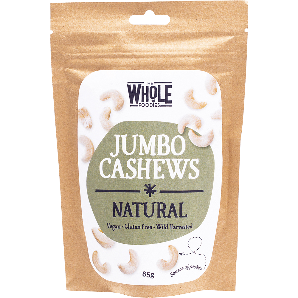 the whole foodies jumbo cashews natural 85g