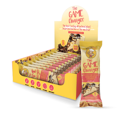 macro mike almond the game changer protein bar cheezecake choc chip peanut flavour 12 x 45g