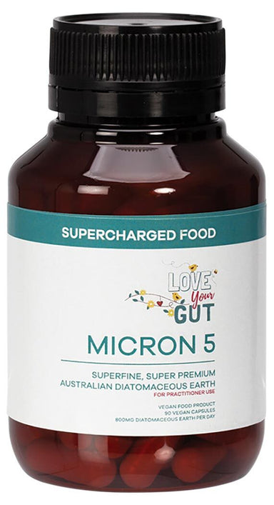 supercharged food love your gut micron 5 diatomaceous earth 90 capsules