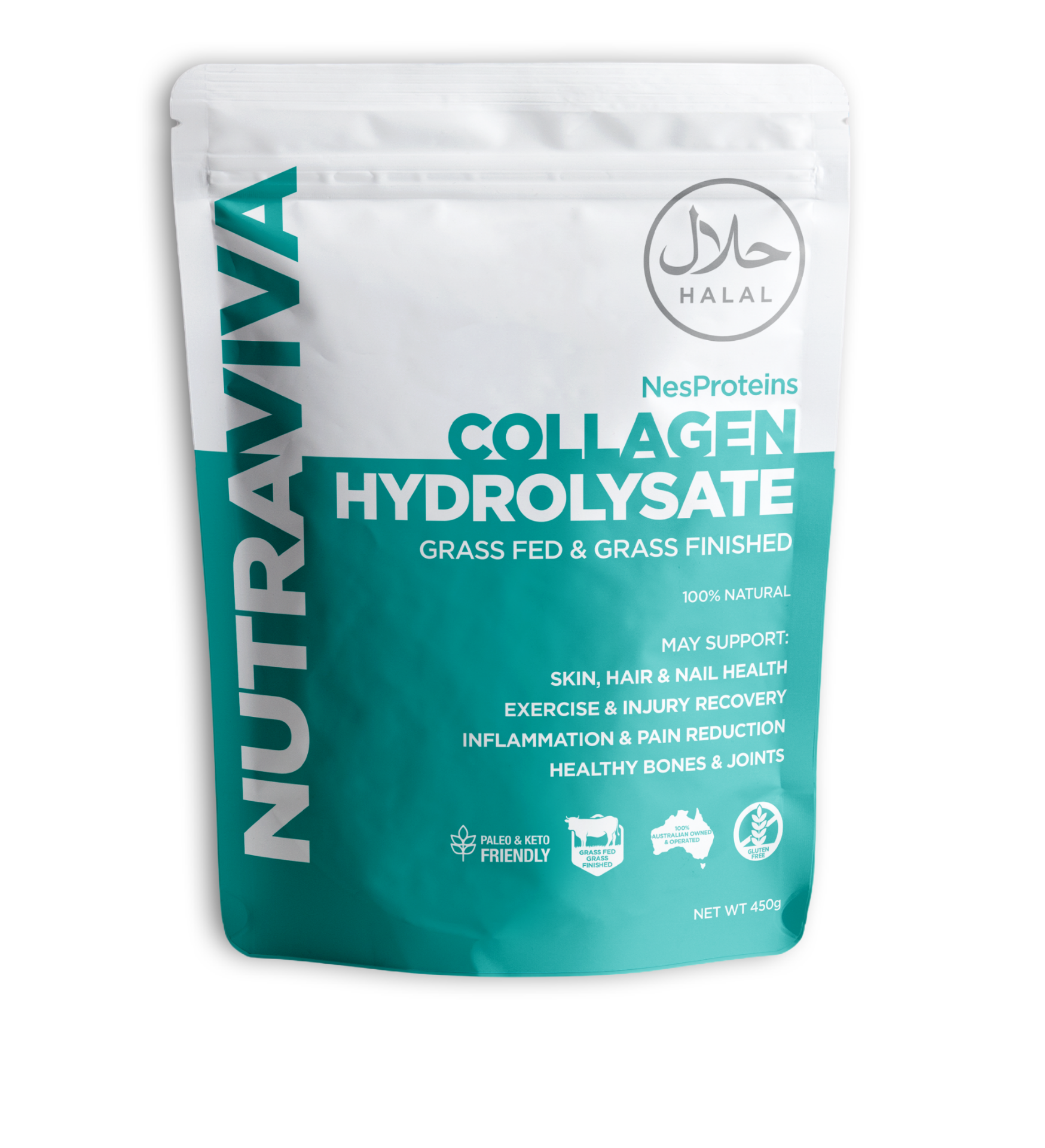 nutraviva nesproteins beef collagen (collagen hydrolysate) halal 450g