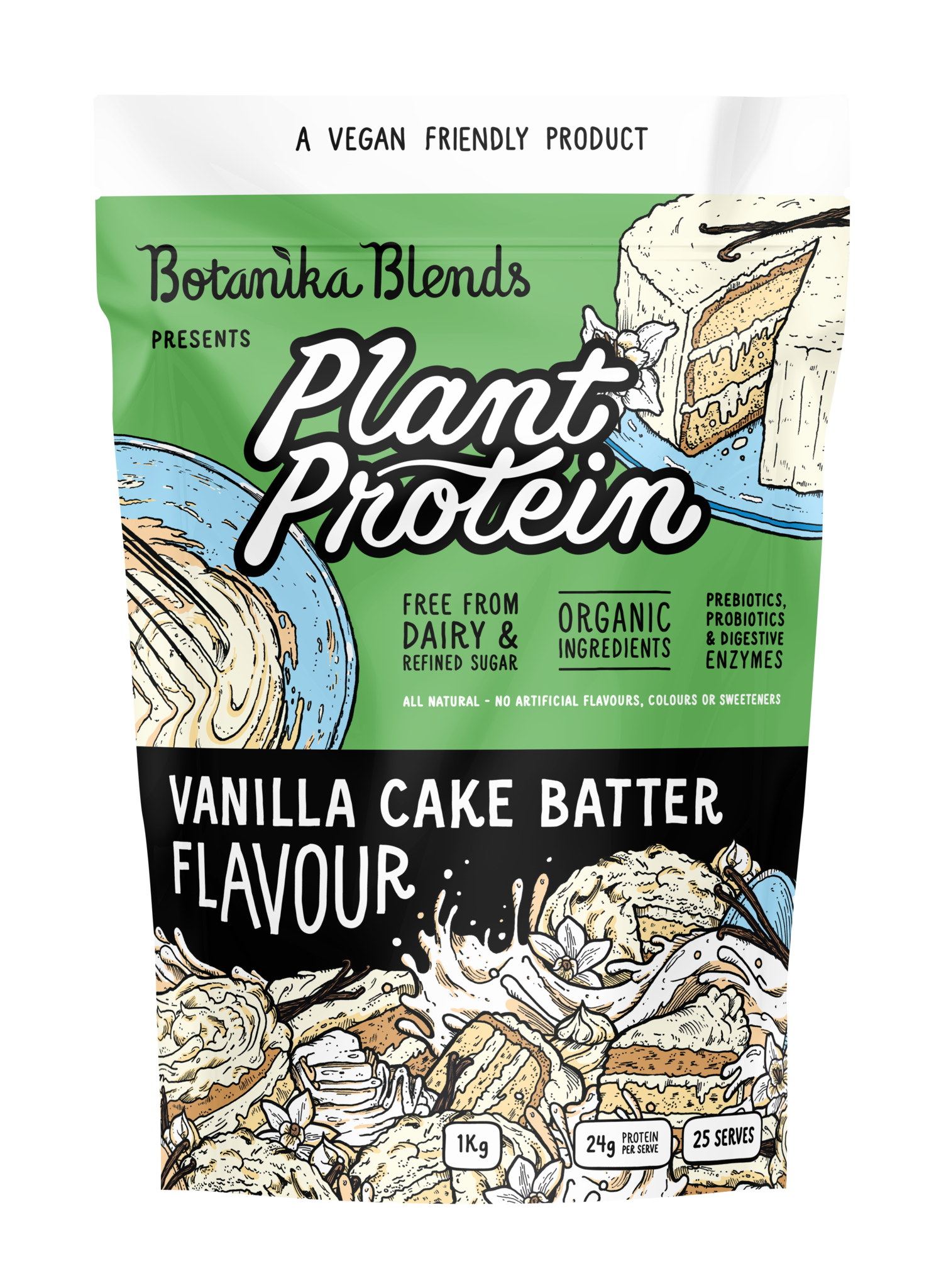 botanika blends plant protein vanilla cake batter 1kg 1kg