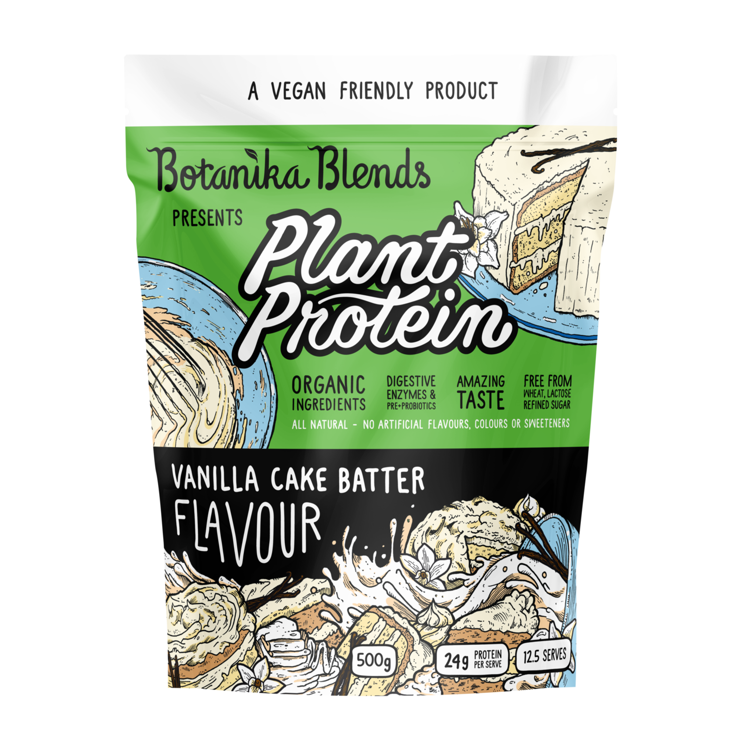 botanika blends plant protein vanilla cake batter 500 gms 500gms