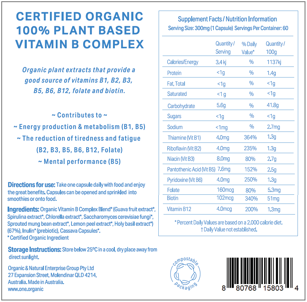 Fyto Vitamin B Complex Certified Organic 100% Plant based 60 capsules