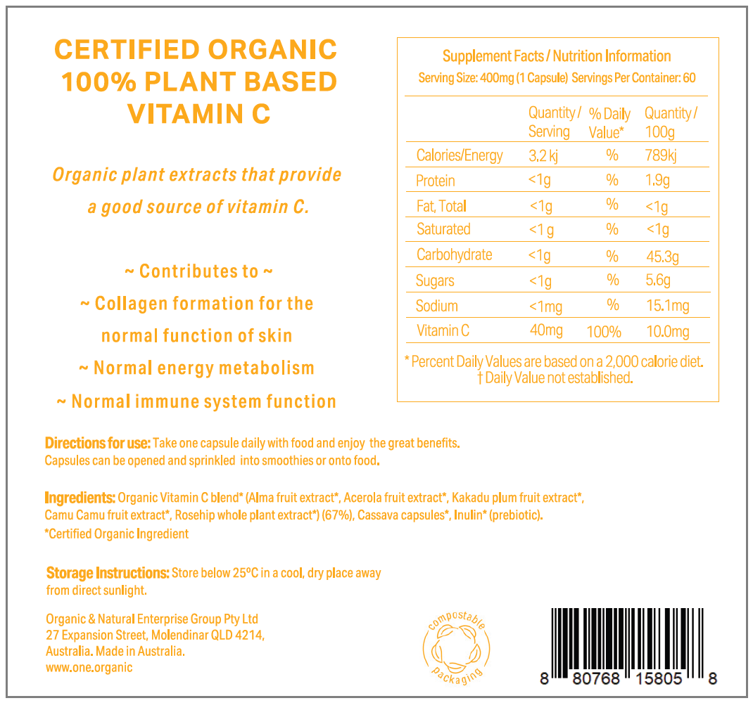 Fyto Vitamin C Certified Organic 100% Plant based 60 capsules