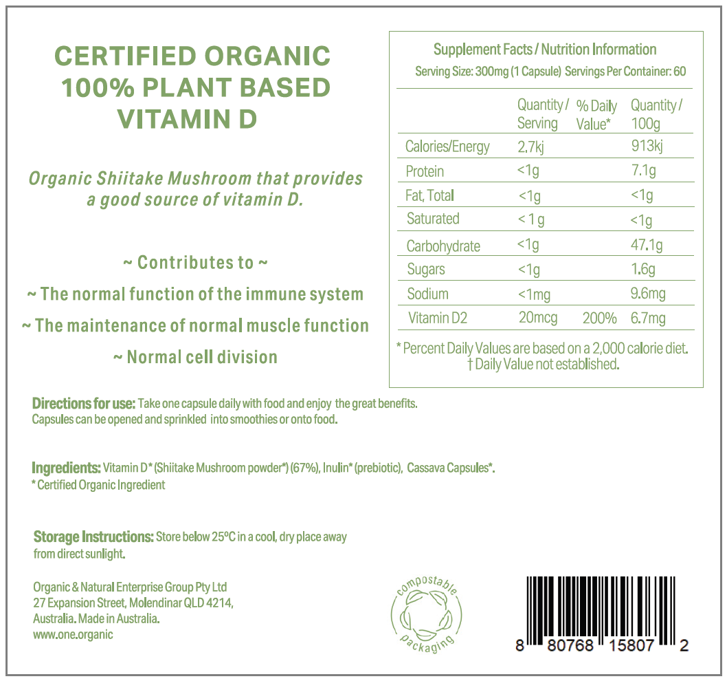 Fyto Vitamin D Certified Organic 100% Plant based 60 capsules