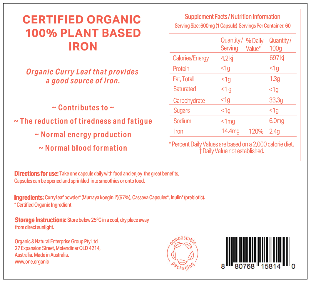 Fyto Iron Certified Organic 100% Plant based 60 capsules