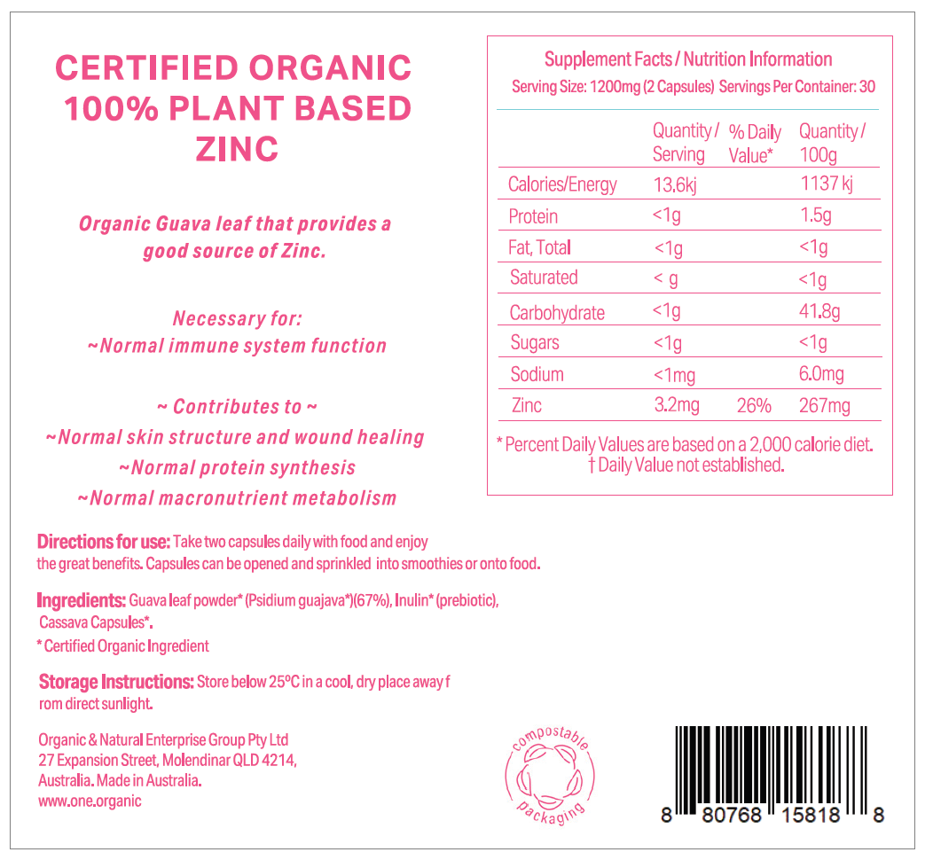 Fyto Zinc Certified Organic 100% Plant based 60 capsules