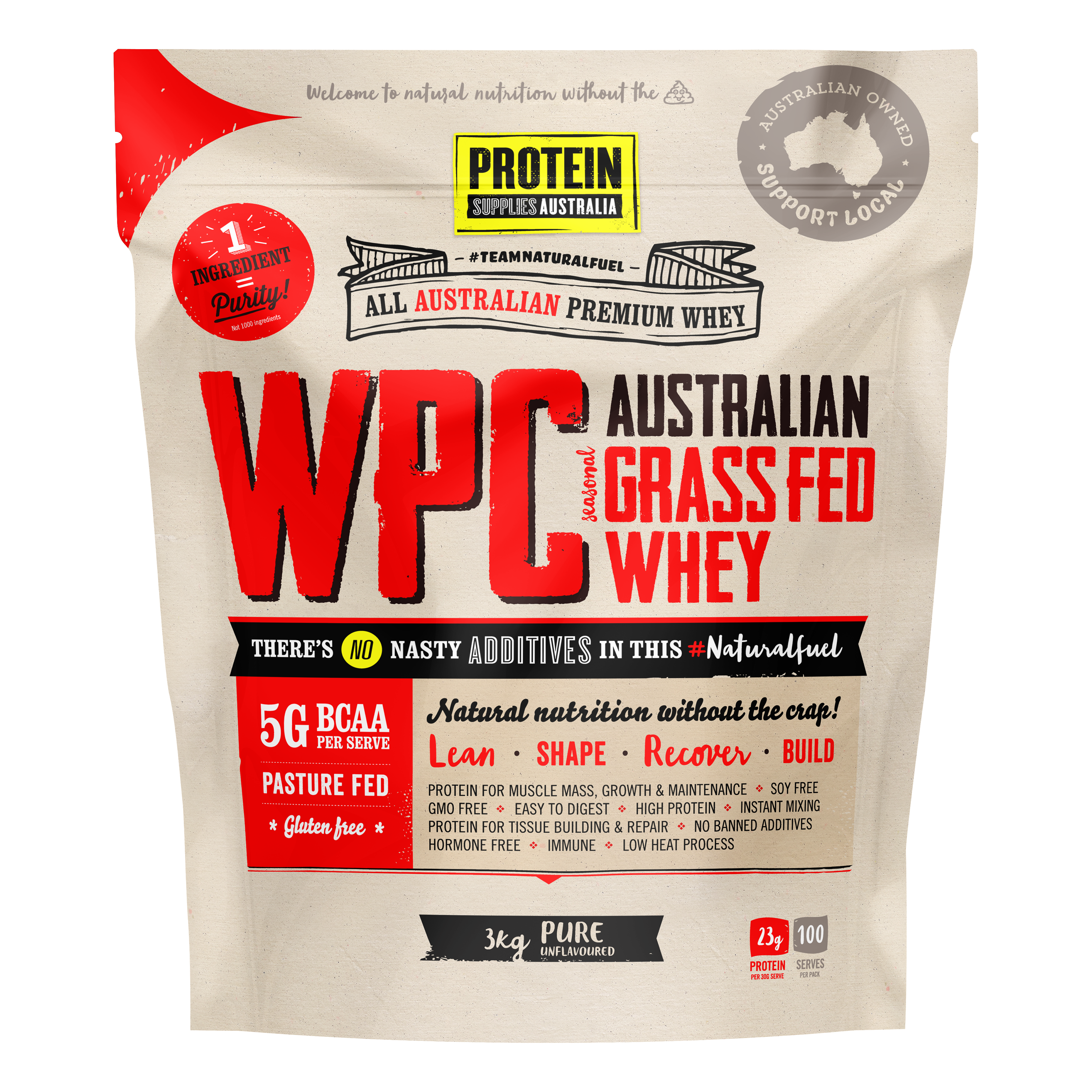 protein supplies aust. wpc (whey protein concentrate) pure 3kg