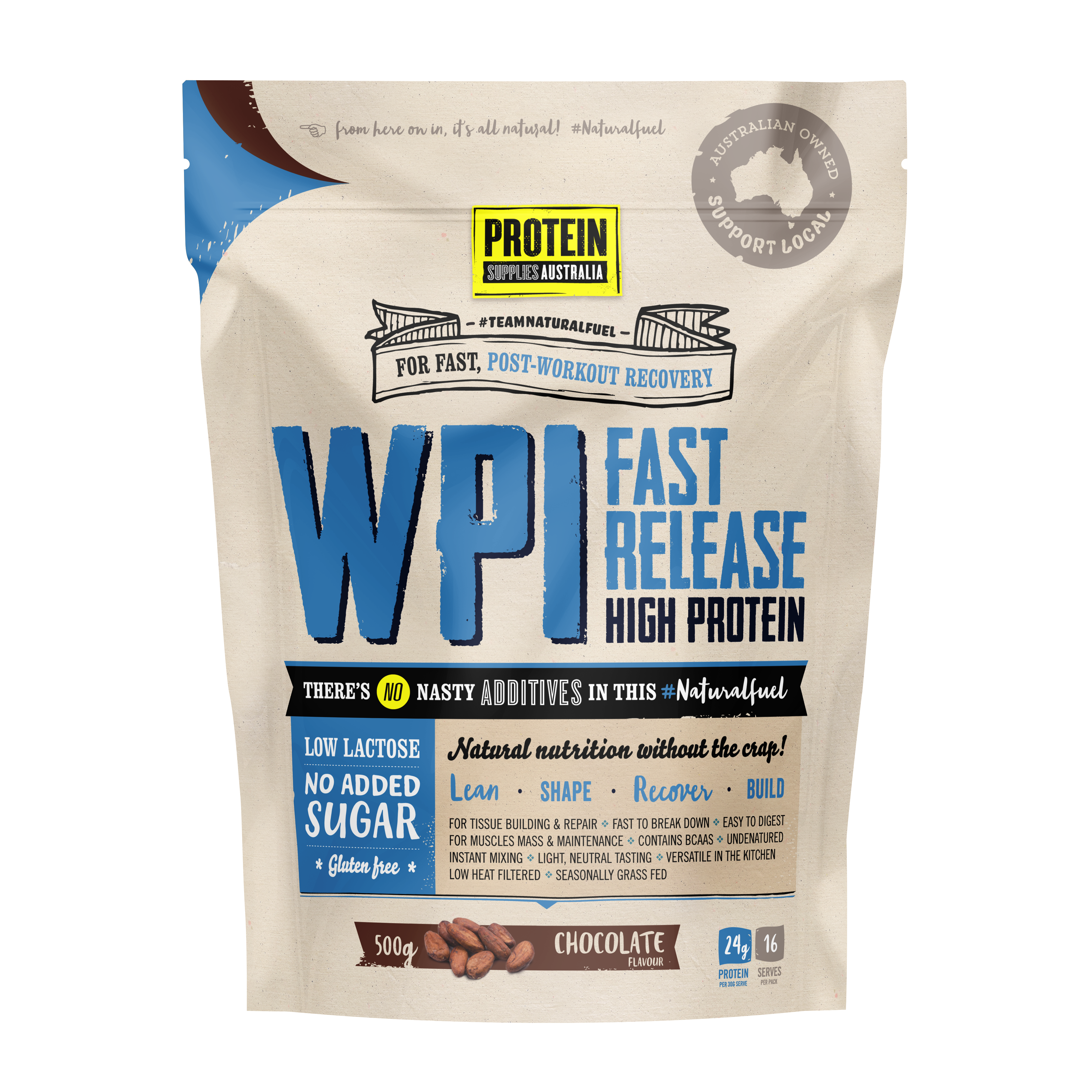 protein supplies aust. wpi (whey protein isolate) chocolate 500gms