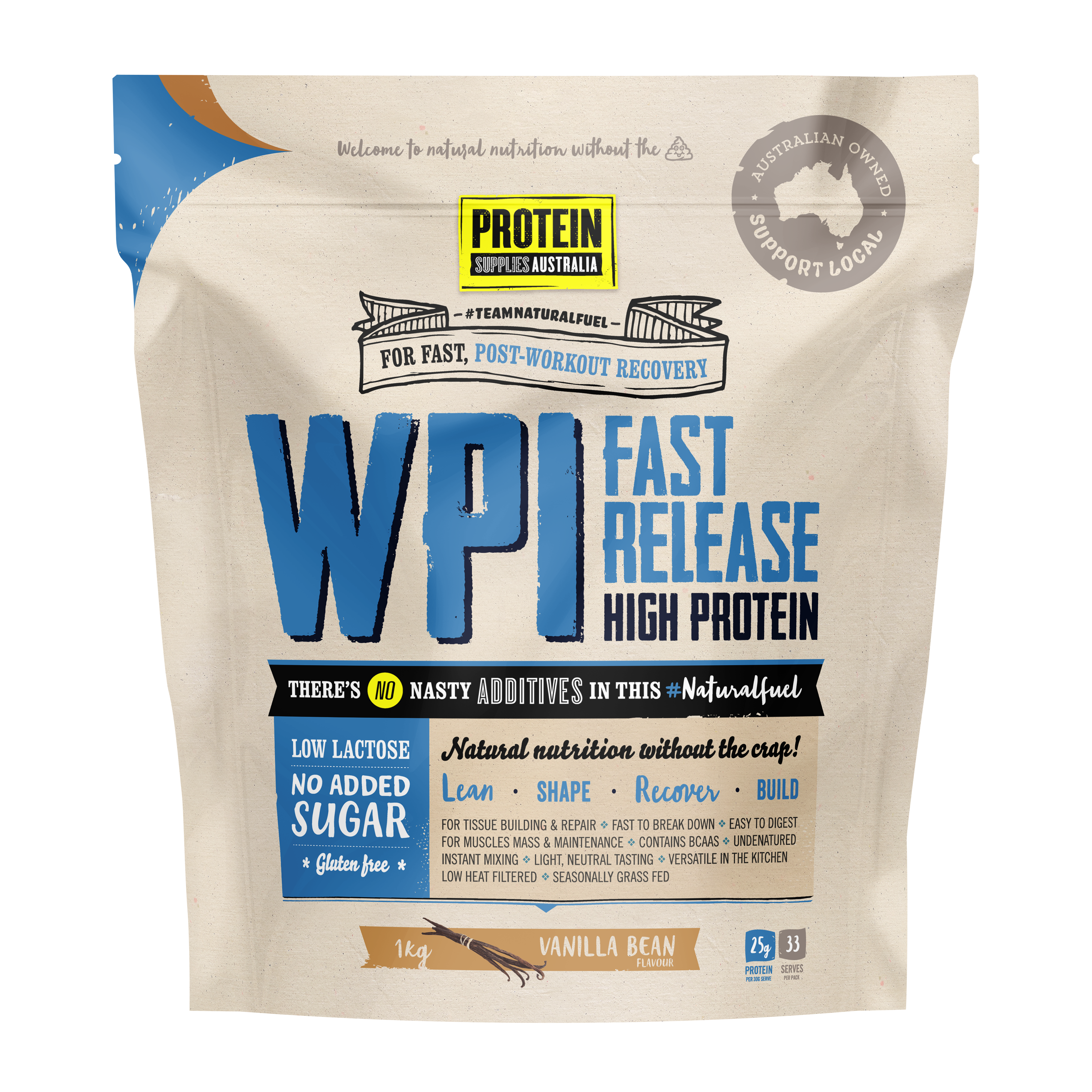 protein supplies aust. wpi (whey protein isolate) vanilla bean 1kg