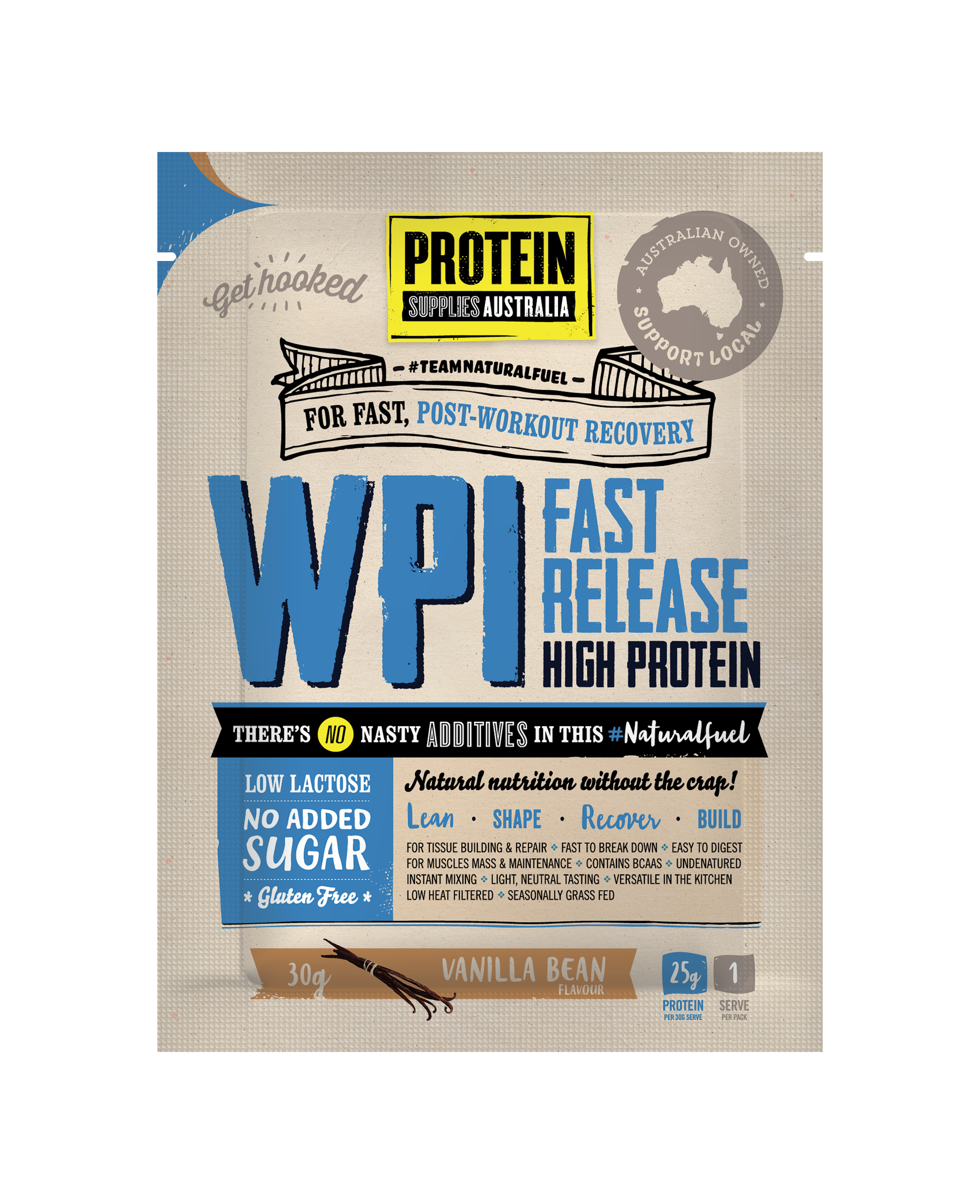 protein supplies aust. wpi (whey protein isolate) vanilla bean 12 x 30g