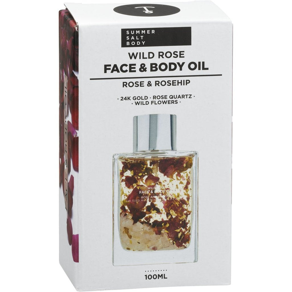 summer salt face & body oil with 24k gold wild rose - rose quartz 100ml