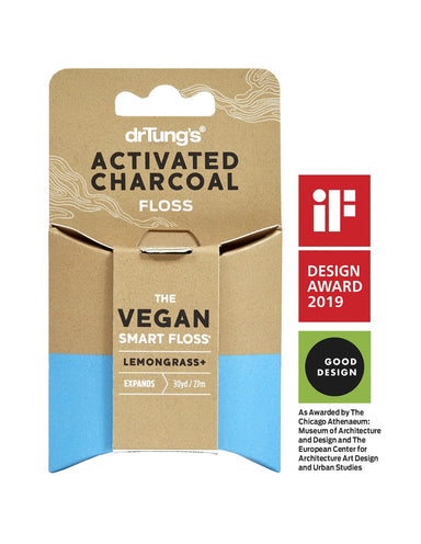 dr. tung -smart vegan dental floss activated charcoal & lemongrass 27m