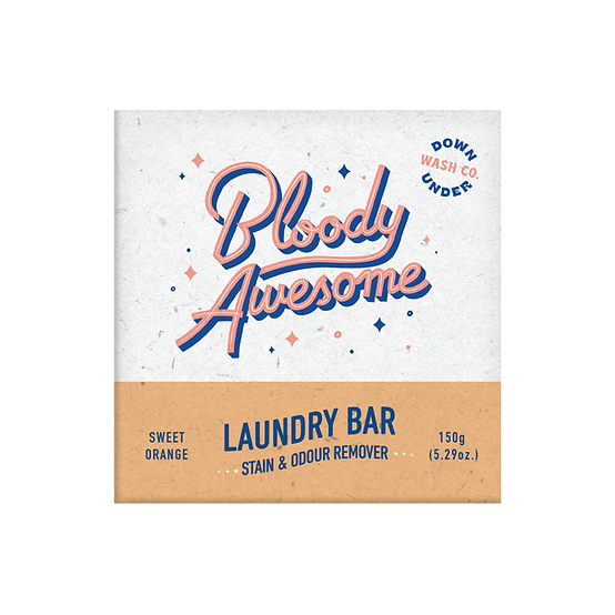 Downunder Wash Co. (Bloody Awesome) Laundry Bar Stain & Odour Remover Sweet Orange 150g