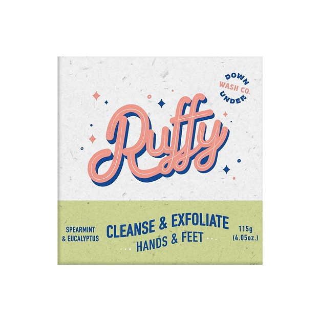 Downunder Wash Co. Ruffy Cleanse & Exfoliate Hands & Feet Spearmint & Eucalyptus 115g