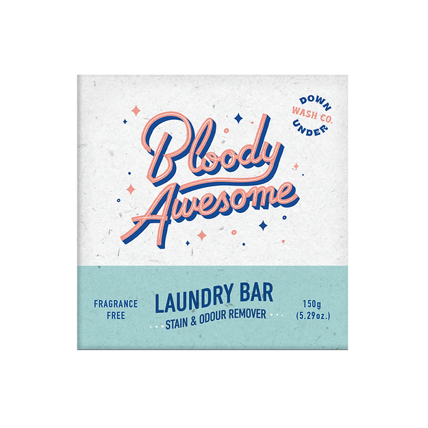 Downunder Wash Co. (Bloody Awesome) Laundry Bar Stain & Odour Remover Fragrance Free 150g