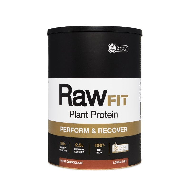 Amazonia Protein Powder 1.25kg Amazonia RawFIT Plant Protein Organic Perform & Recover Rich Chocolate