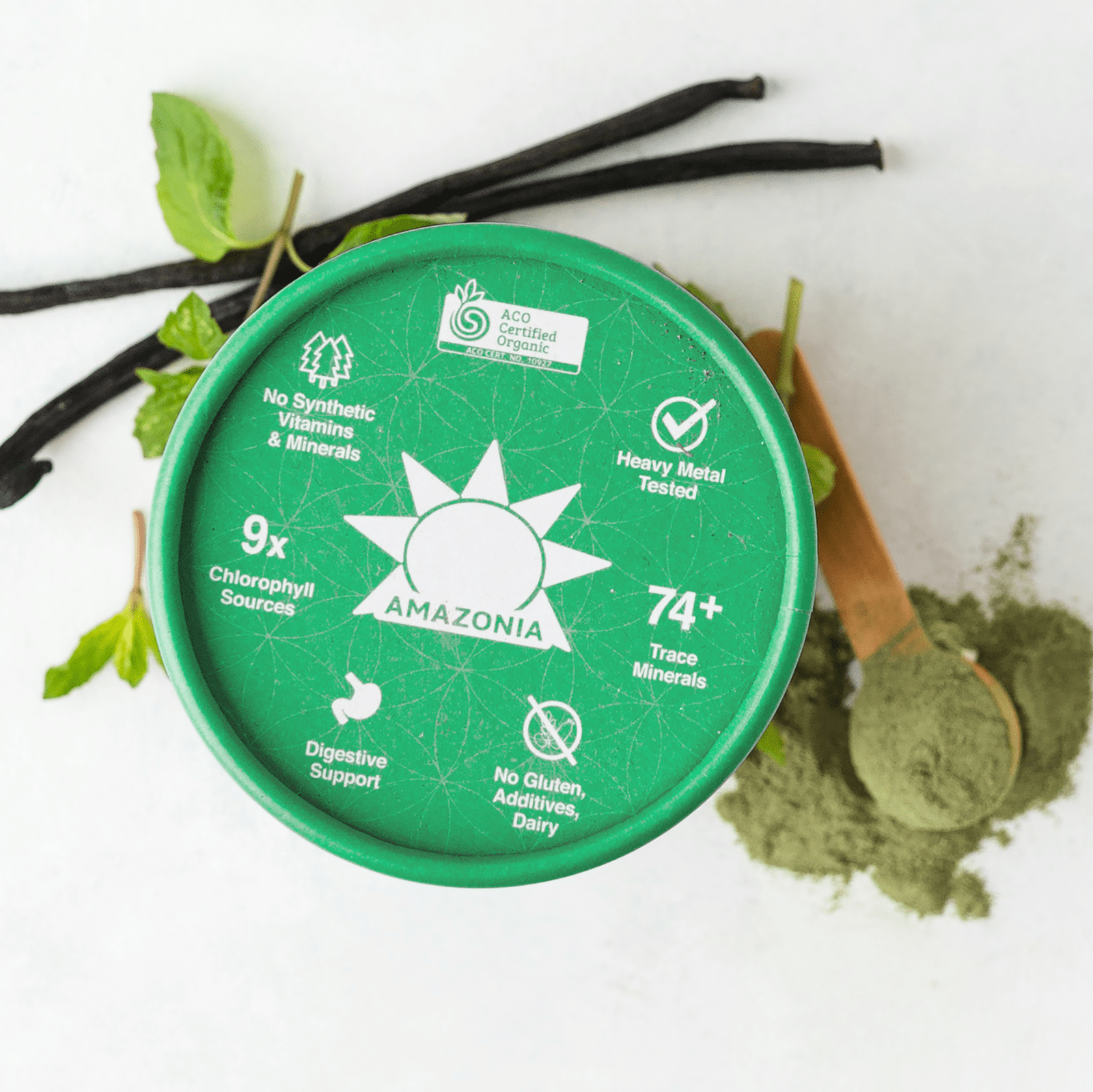 Amazonia Vitamins & Supplements Amazonia Raw Nutrients Greens Mint & Vanilla Flavour