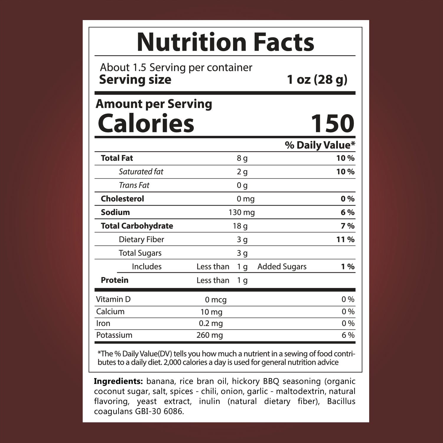 Banana Joe Snack Foods Banana Joe Banana Chips Hickory BBQ 6x46.8g