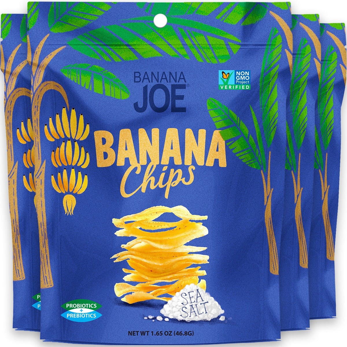 Banana Joe Snack Foods Banana Joe Banana Chips Sea Salt 6x46.8g