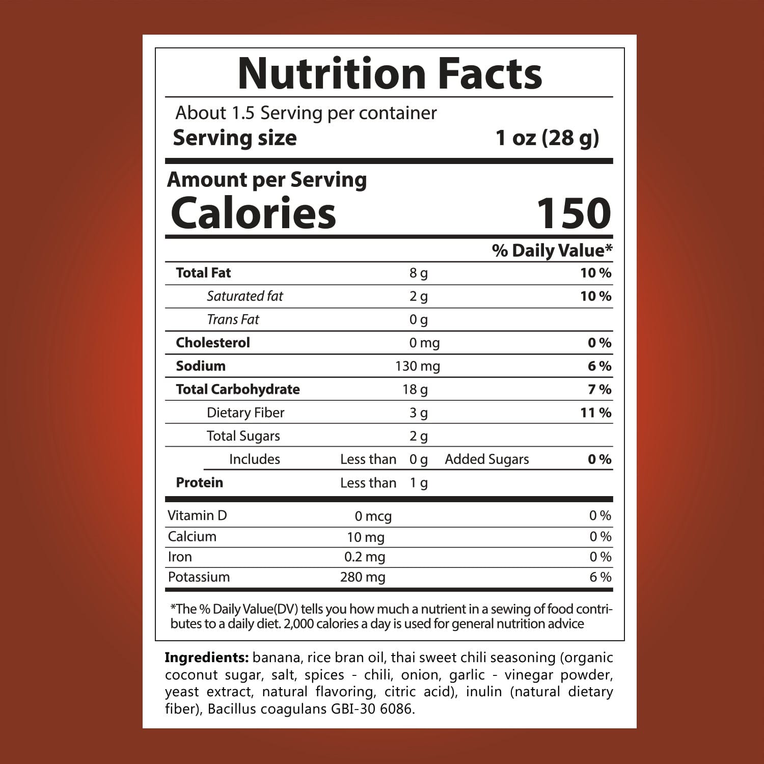 Banana Joe Snack Foods Banana Joe Banana Chips Thai Sweet Chili 6x46.8g