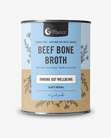 nutra organics bone broth beef hearty original 125g canisters