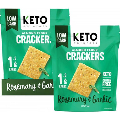 keto naturals almond flour crackers  8 x 64g rosemary & garlic