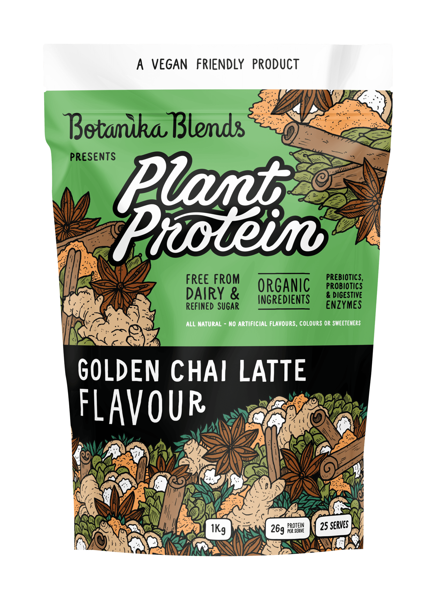 Botanika Blends Protein Powder 500gms Botanika Blends Plant Protein Golden Chai Latte