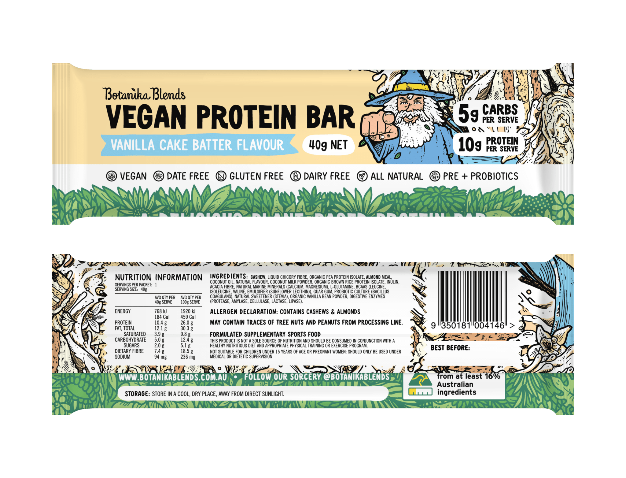 Botanika Blends Snack Foods Botanika Blends Vegan Protein Bars Vanilla Cake Batter 12x40g