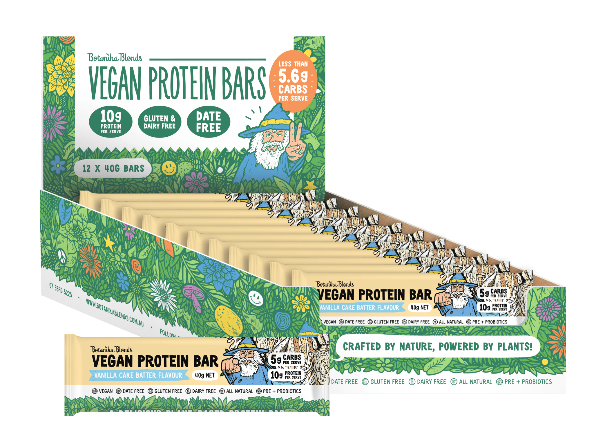 Botanika Blends Snack Foods Botanika Blends Vegan Protein Bars Vanilla Cake Batter 12x40g