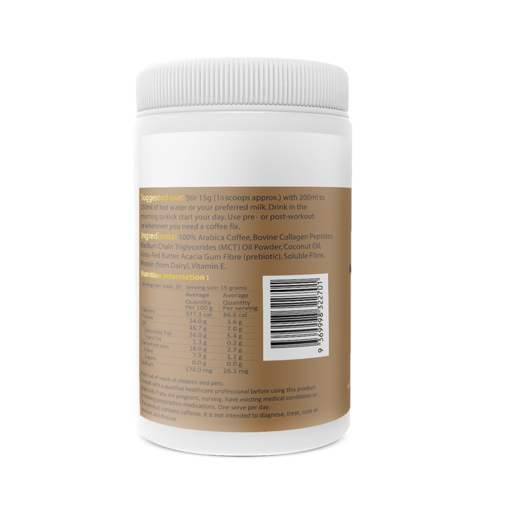 Brain and Brawn Vitamins & Supplements Brain and Brawn Collagen Keto Coffee (with MCT C8 & C10 and Grass-Fed Butter) Unsweetened 300g