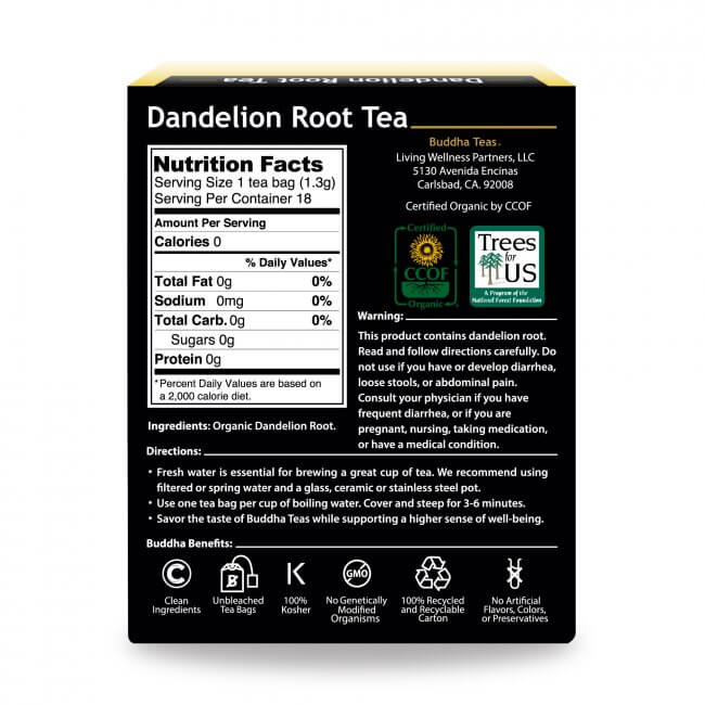 Buddha Teas Organic Tea Buddha Teas Organic Herbal Dandelion Root Tea 18 Sachets