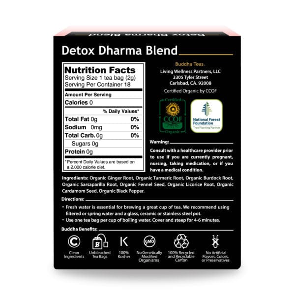 Buddha Teas Organic Tea Buddha Teas Organic Herbal Detox Dharma Blend 18 Sachets