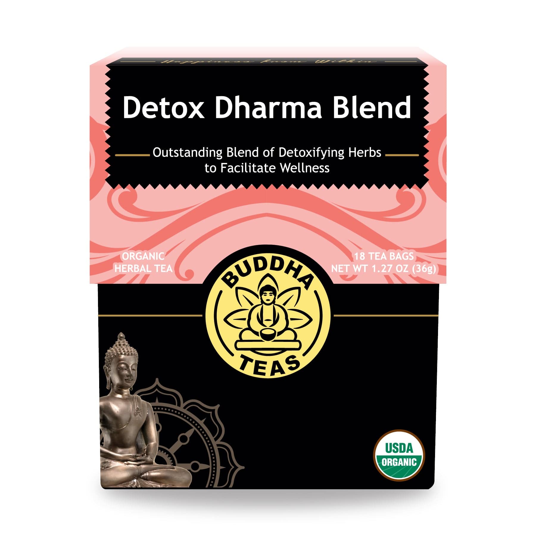 Buddha Teas Organic Tea Buddha Teas Organic Herbal Detox Dharma Blend 18 Sachets