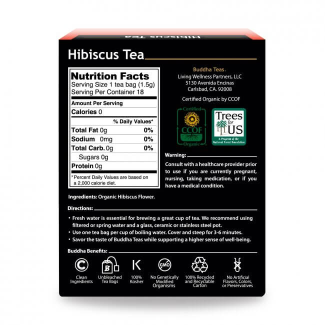 Buddha Teas Organic Tea Buddha Teas Organic Herbal Hibiscus Tea 18 Sachets