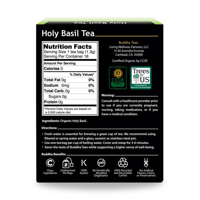 Buddha Teas Organic Tea Buddha Teas Organic Herbal Holy Basil Tea (Tulsi) 18 Sachets