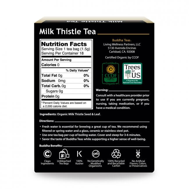 Buddha Teas Organic Tea Buddha Teas Organic Herbal Milk Thistle Tea 18 Sachets