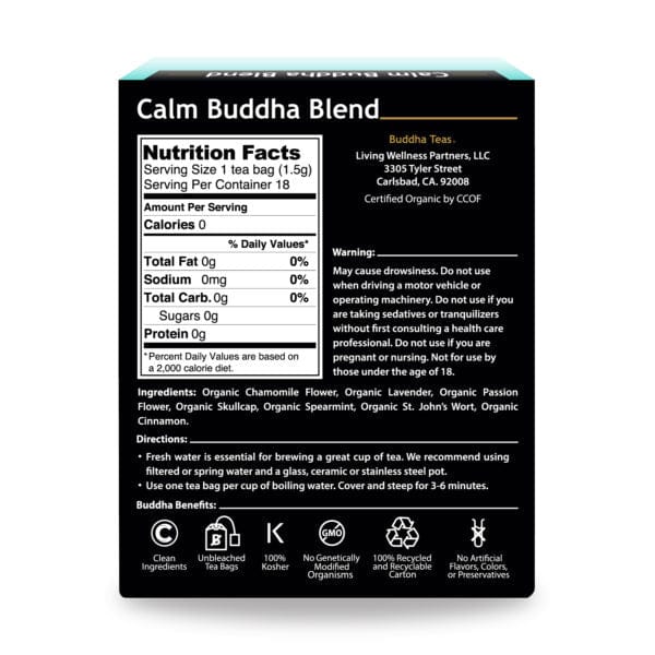 Buddha Teas Organic Tea Buddha Teas Organic Herbal Tea Bags Calm Buddha Blend 18 Sachets