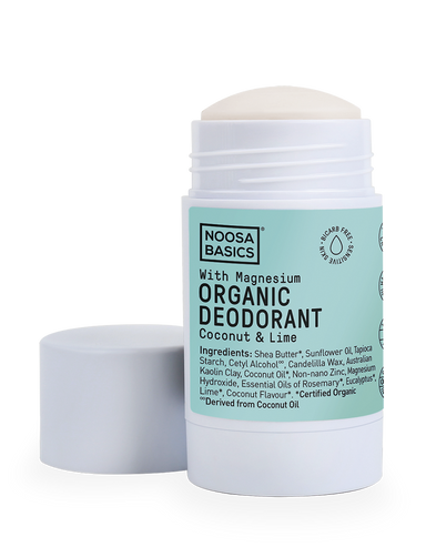 noosa basics organic deodorant stick with magnesium / bi-carb free 60g  coconut & lime