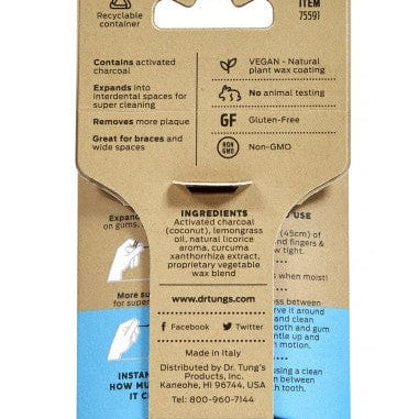 Dr. Tung Personal Care Dr. Tung -Smart Vegan Dental Floss Activated Charcoal & Lemongrass 27m
