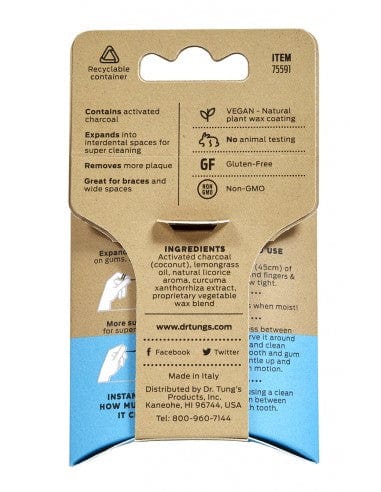 Dr. Tung Personal Care Dr. Tung -Smart Vegan Dental Floss Activated Charcoal & Lemongrass 27m
