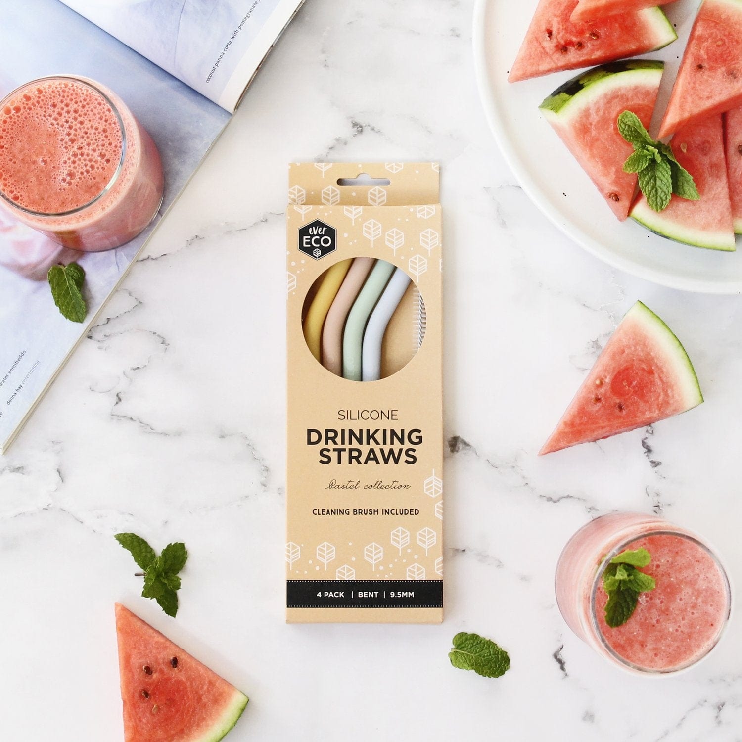 Ever Eco Home & Garden Ever Eco Silicone Straws - Bent Collection 4 Pack