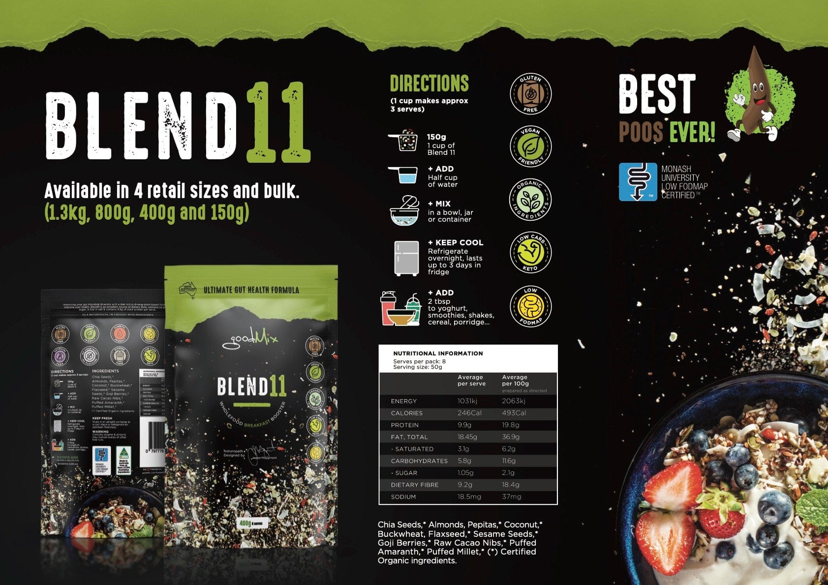 GoodMix Cereal & Granola GoodMix Superfoods Blend 11 (Wholefood Breakfast Booster)